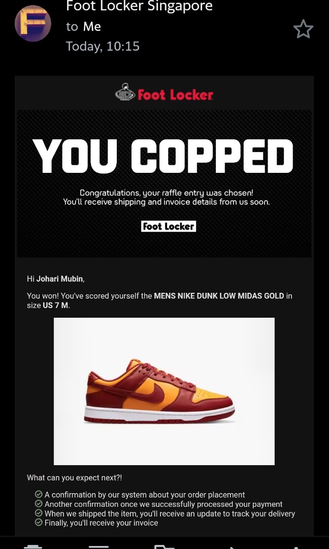 Midas gold dunk, Men's Fashion 