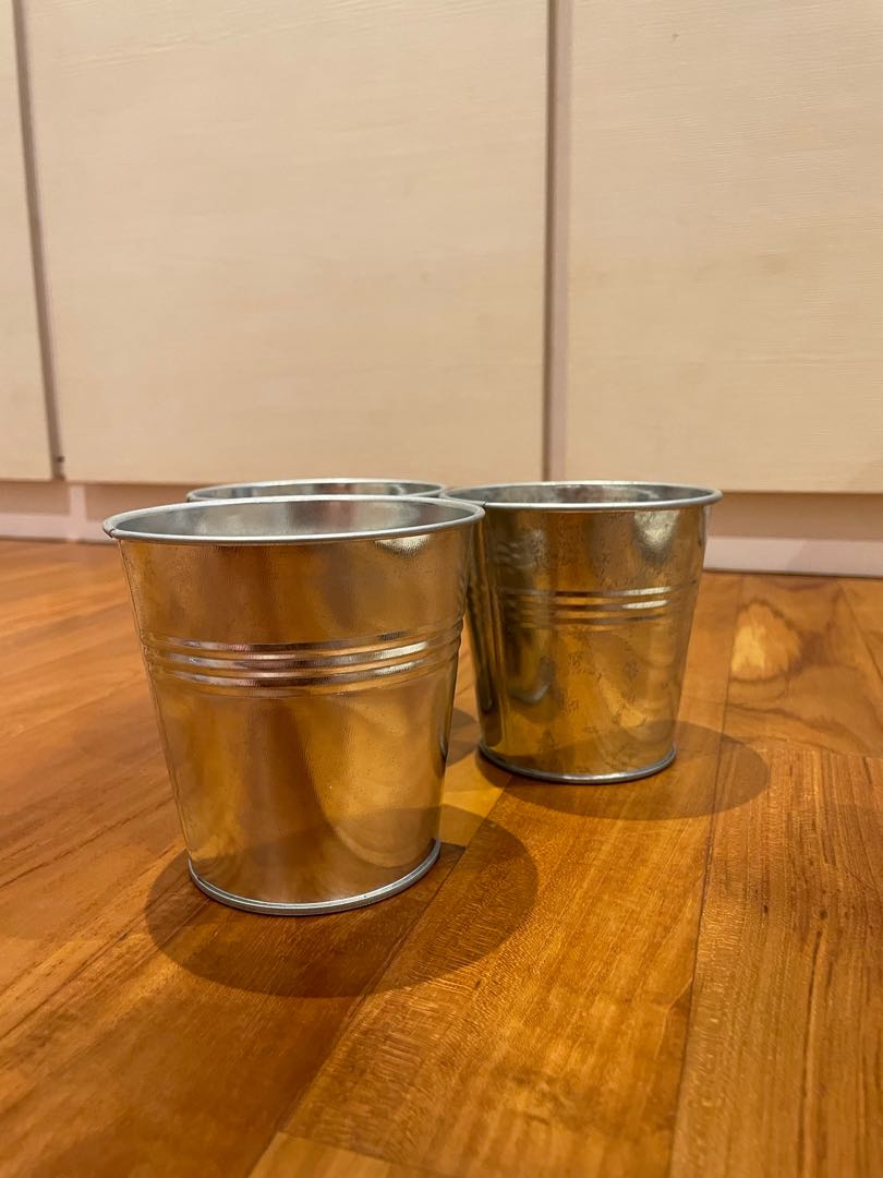 Mini silver buckets, Furniture & Home Living, Home Decor, Vases