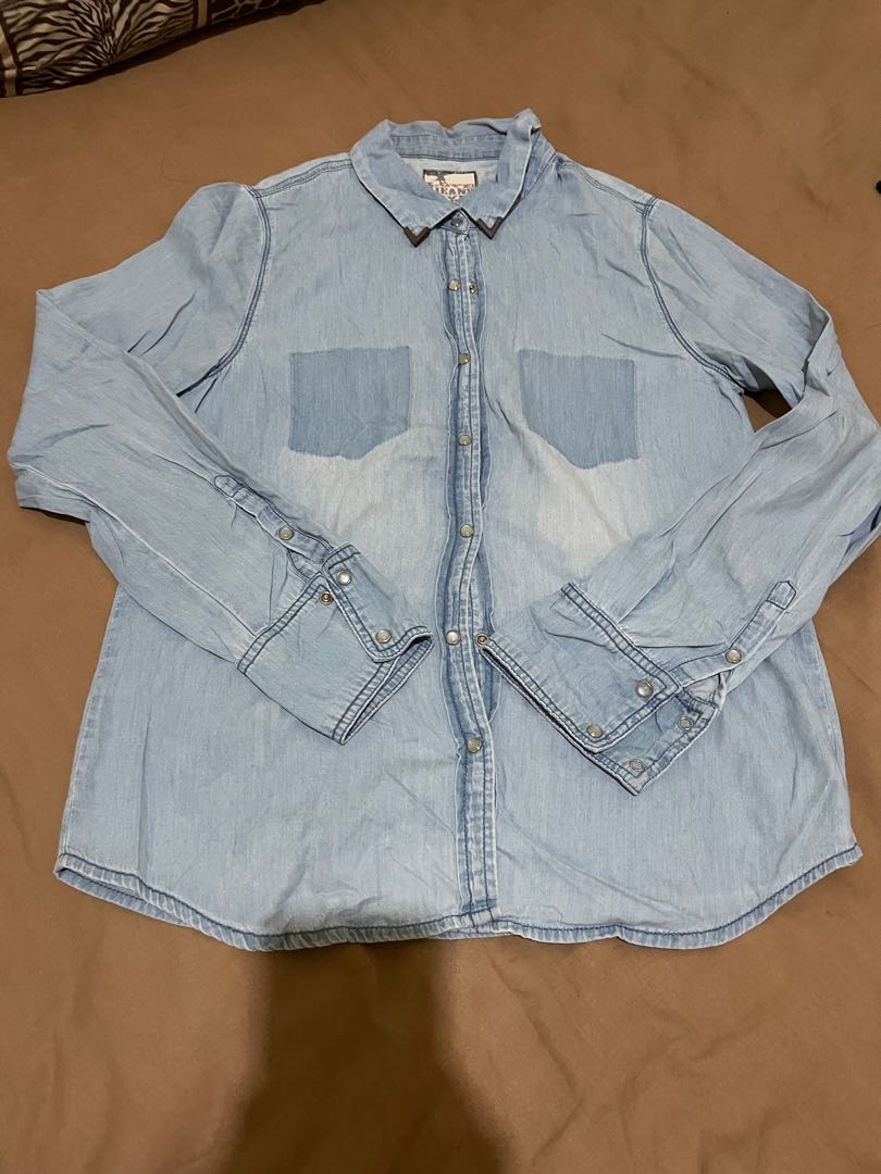 Newlook denim shirt, Fesyen Wanita 