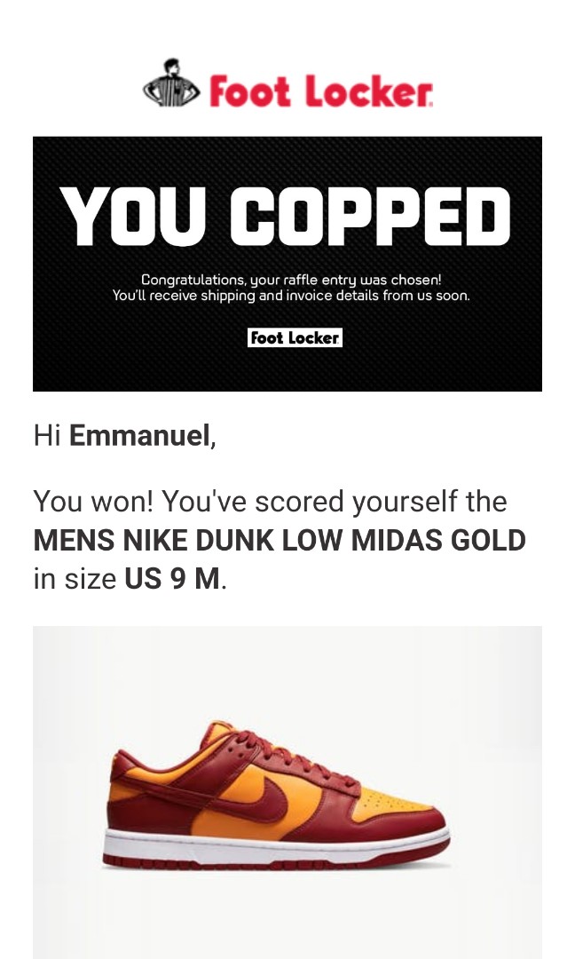 NIKE DUNK LOW MIDAS GOLD, Men's Fashion 