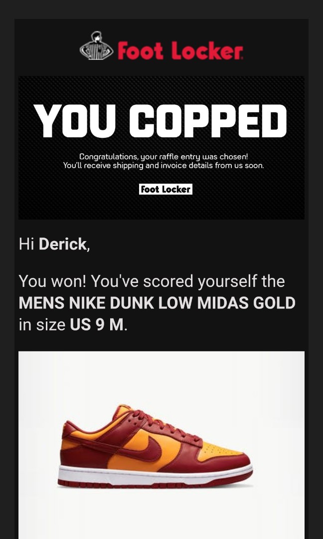 NIKE DUNK LOW MIDAS GOLD, Men's Fashion 