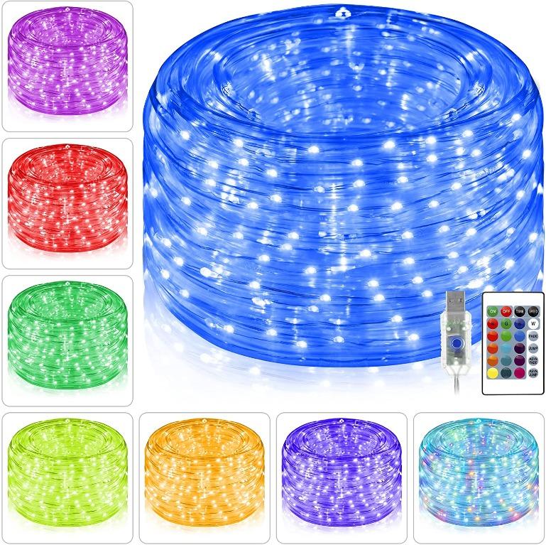 AA Battery Powered Rope Lights for Bedroom Garden Christmas Wedding 33ft 100 LED String Lights Warm White Camping Patio Parties Decorative 