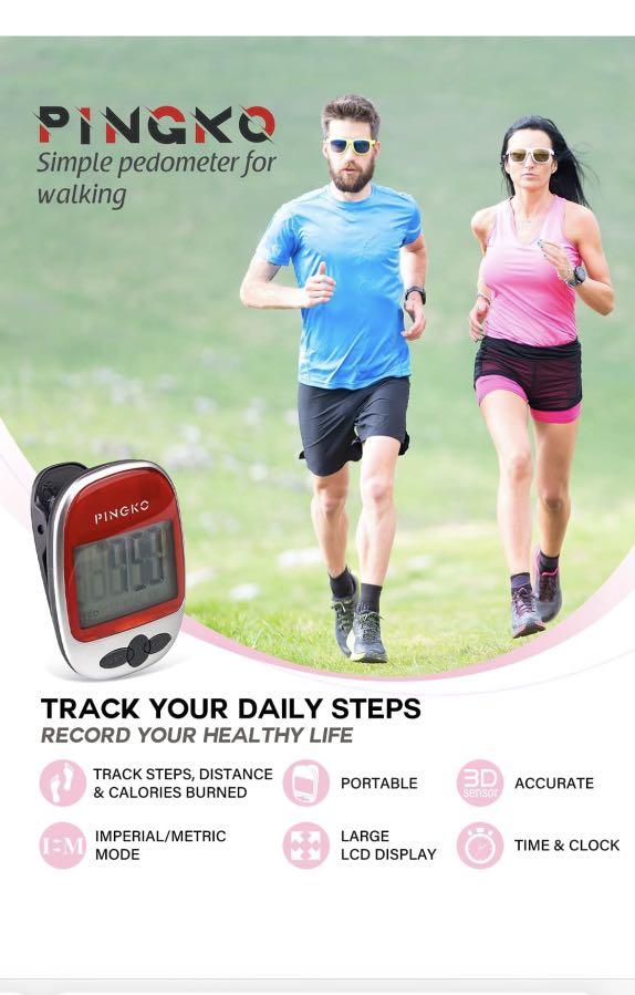 PINGKO Best Pedometer for Walking Accurately Track Steps Multi Function Portable Sport Pedometer Step Distance Calories Counter Fitness Tracker Blue Health Nutrition Health Monitors Weighing Scales on...