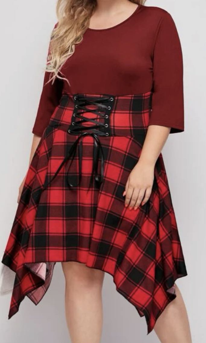 Plus size red checkered dress UK18 20 Women s Fashion Dresses