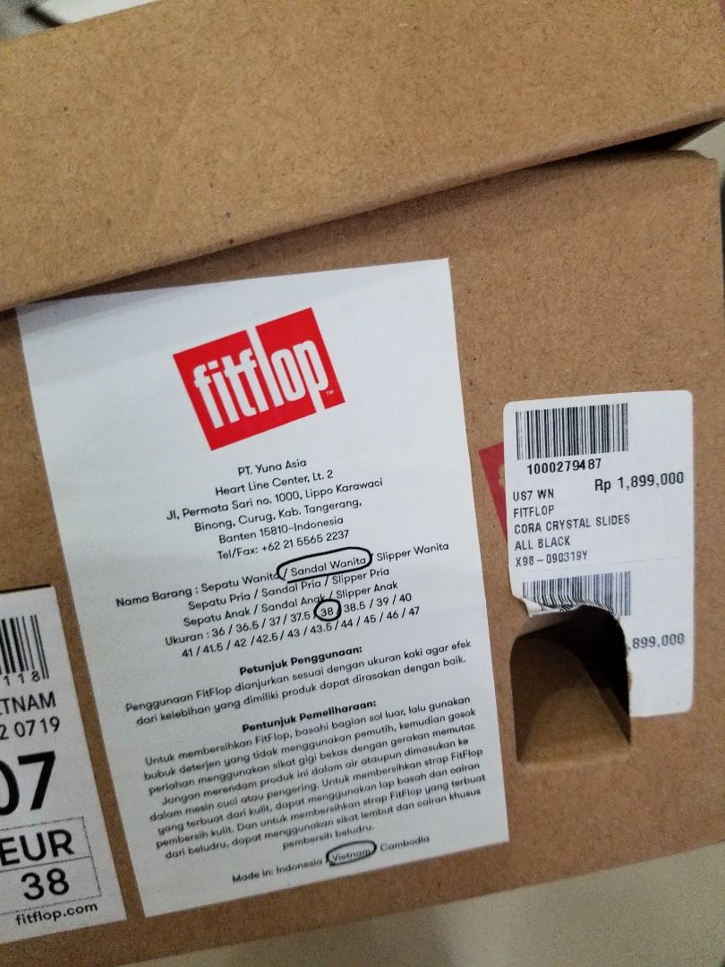 Sandal sendal fitflop fit flop original black hitam blink cora crystal  slides