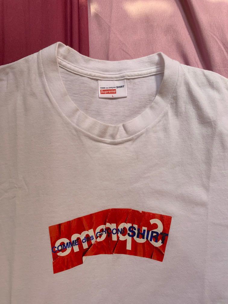 Supreme X CDG white tee size L Men s Fashion Tops Sets Tshirts Polo Shirts on Carousell