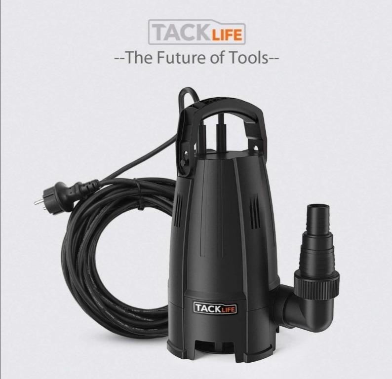 TACKLIFE Submersible Water Pump, 400W 9000 L/h Clean Dirty Water, 8Blade impellers, Max Granule