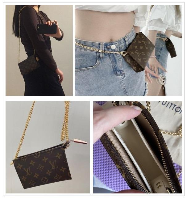 Swivel D-ring for LV Neverfull Pouchette . Convert to Sling bag. Detachable  Bag Chain Sling Shoulder strap