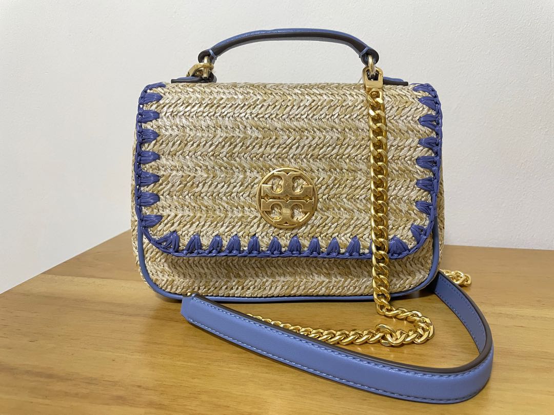 Tory Burch Willa Straw Embellished Bucket Bag, fallgala