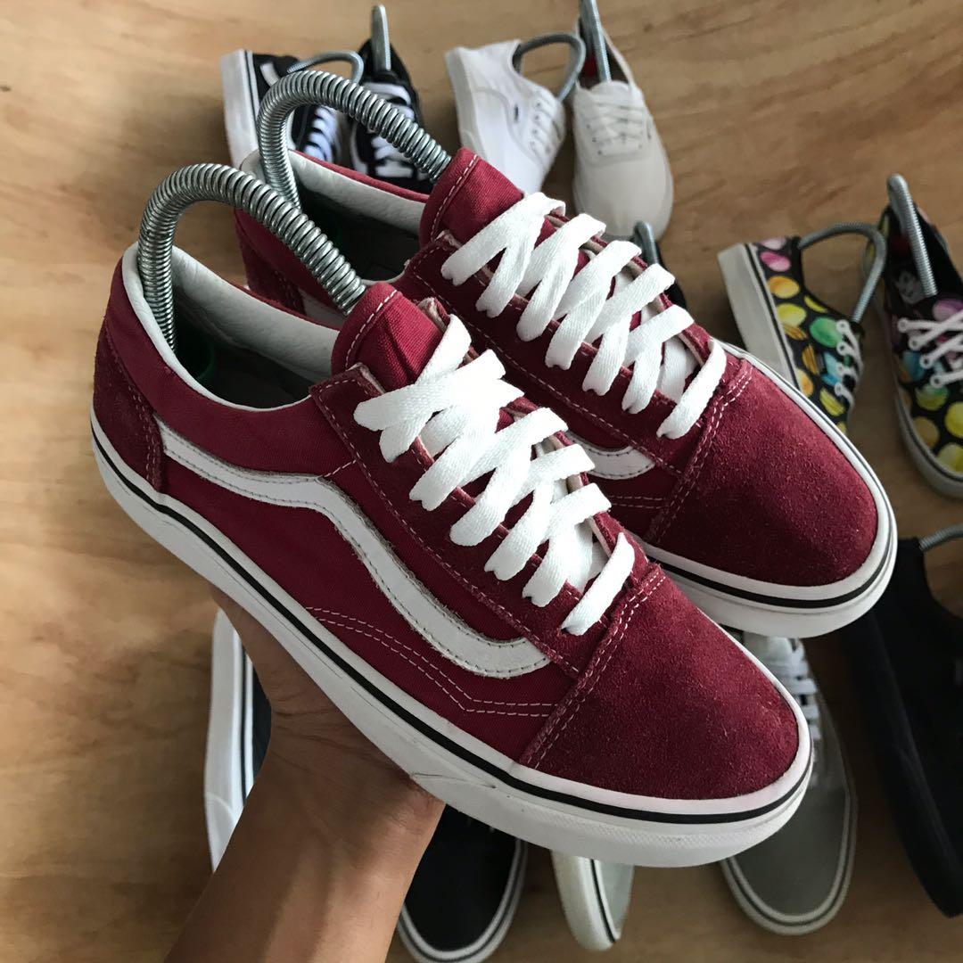 Vans old skool merah top maroon original