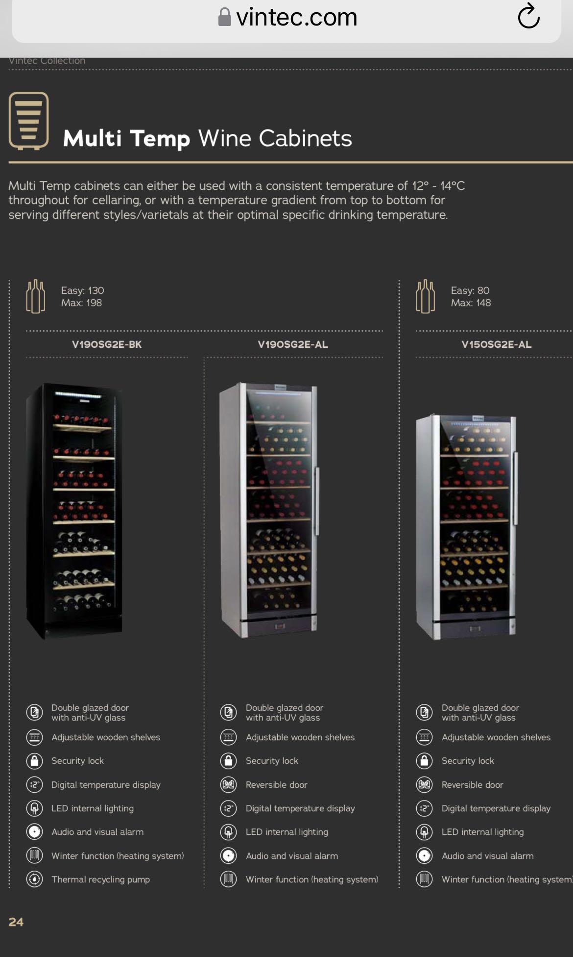 Vintec V190SG2EBK Wine fridge, TV & Home Appliances, Kitchen Appliances