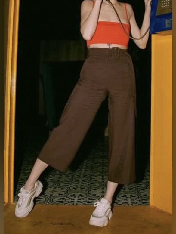 YHF brown parallel pants, Women's 