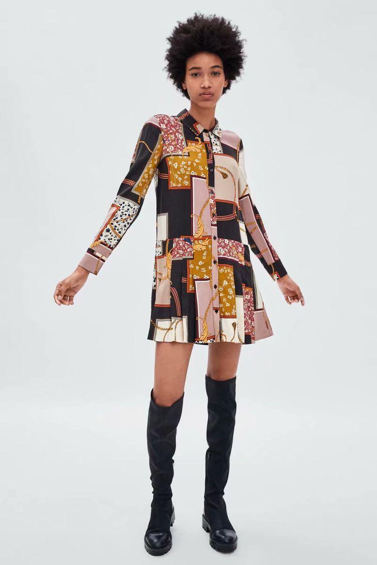 ZARA patchwork chain dress, Fesyen 