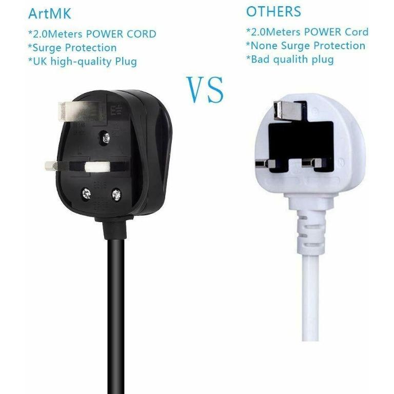 8 Way Switched Surge Protected Tower Extension Lead UK Mains Plug