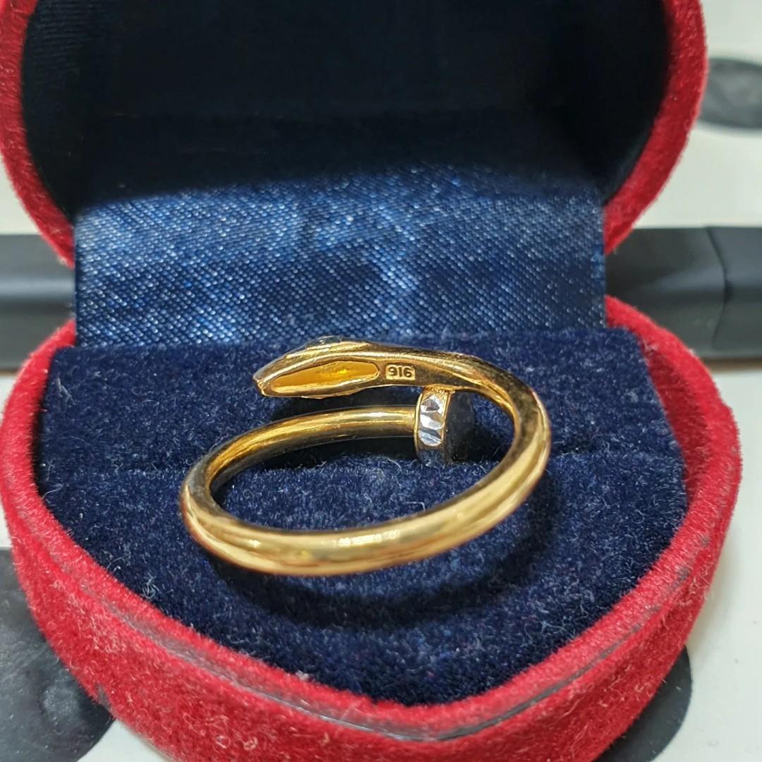 916 gold cartier nail design ring 4.08g sz16 Women s Fashion