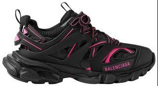 Balenciaga Black Track Logo detailed Mesh and Rubber Sneakers