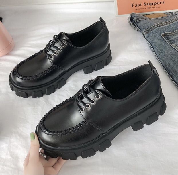 black chunky shoes, Women's Fashion, Footwear, Wedges on Carousell