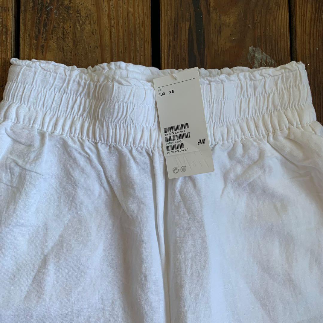 Linen Drawstring Pant - White
