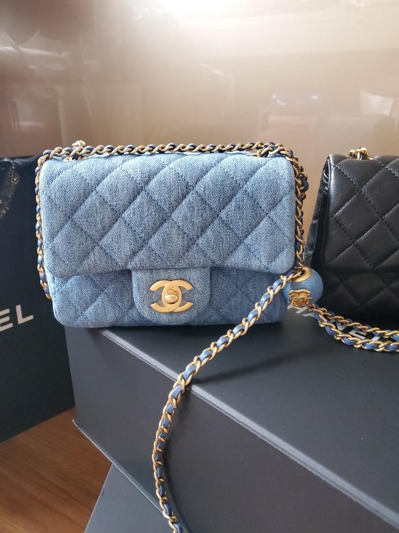 Chanel Denim Pearl Crush, Luxury, Bags & Wallets on Carousell