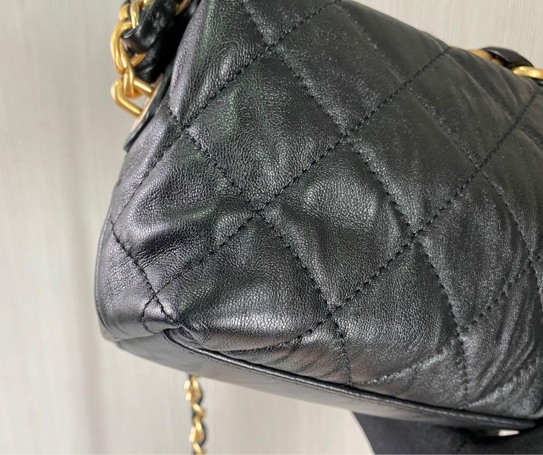 Chanel CC Links Hobo Quilted Crumpled Lambskin Small Black 19814341