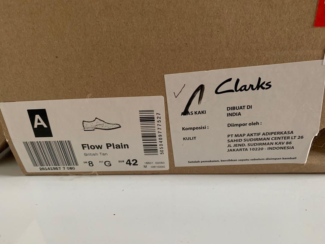 clarks men shoes flow plain british tan Fesyen Pria Sepatu Sepatu Formal di Carousell