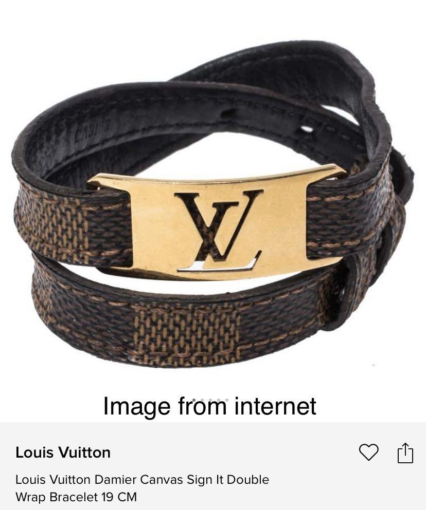 Louis Vuitton Brown Damier Ebene Sign It Double Wrap Bracelet 19