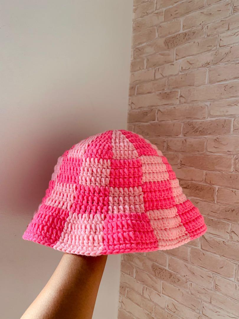 Repriced) Crochet Checkered Bucket Hat 