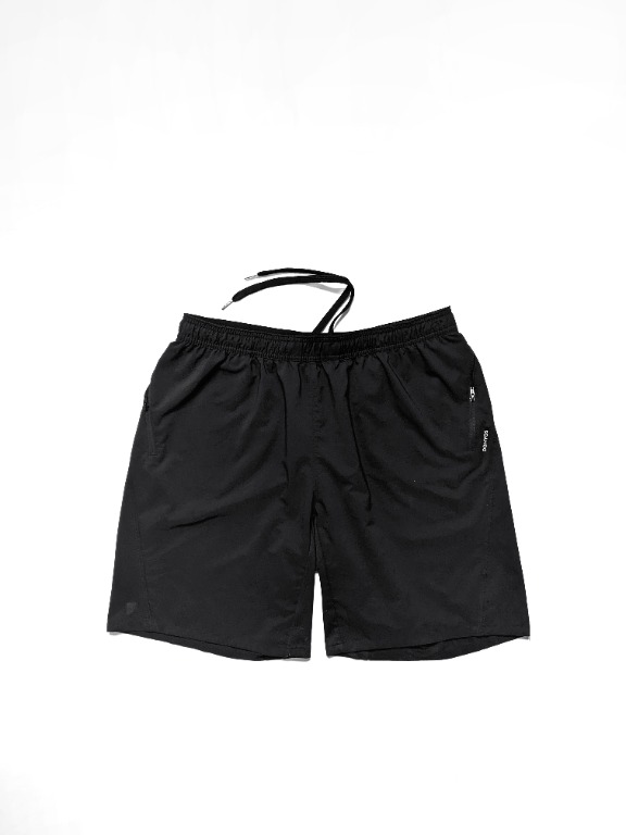 DECATHLON DOMYOS Men s Fitness Training Shorts with Zippered Pockets Plain Black