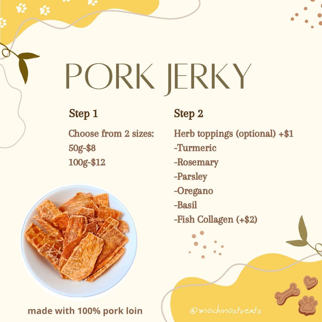 Dehydrated Pork JerkyPet treats, Pet Supplies, Pet Food on Carousell