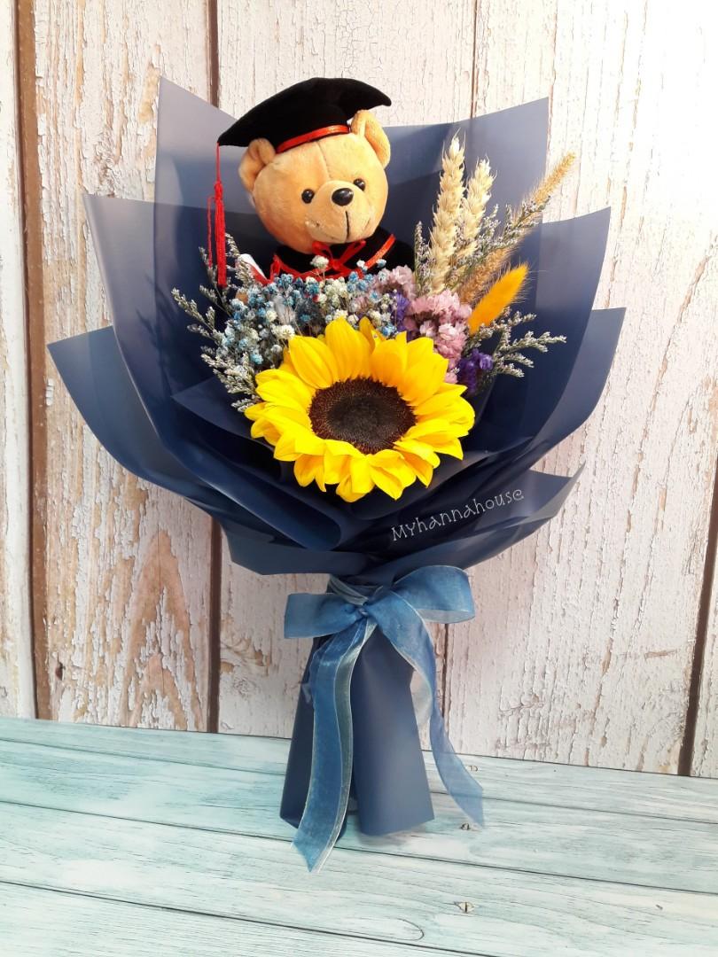 Fresh Dried Flower Graduation Bouquet Convocation Sunflower For Guys Gals