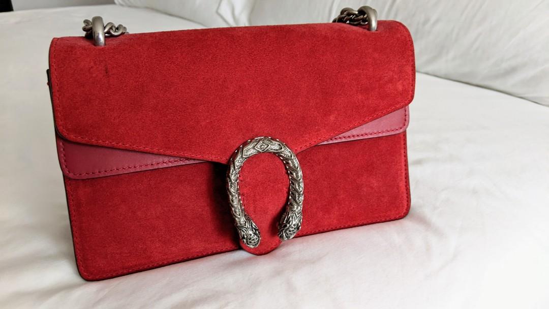 Gucci Dionysus Shoulder Bag Red Suede