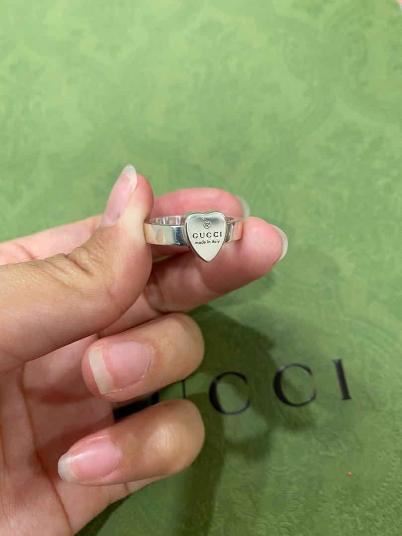 925 SILVER GUCCI HEART RING 9.5 10 CONDITION Women s Fashion