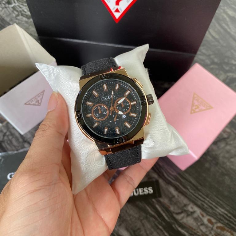 GUESS X LEVIS BLACKGOLD STRAP WATCH Fesyen Wanita Jam Tangan di