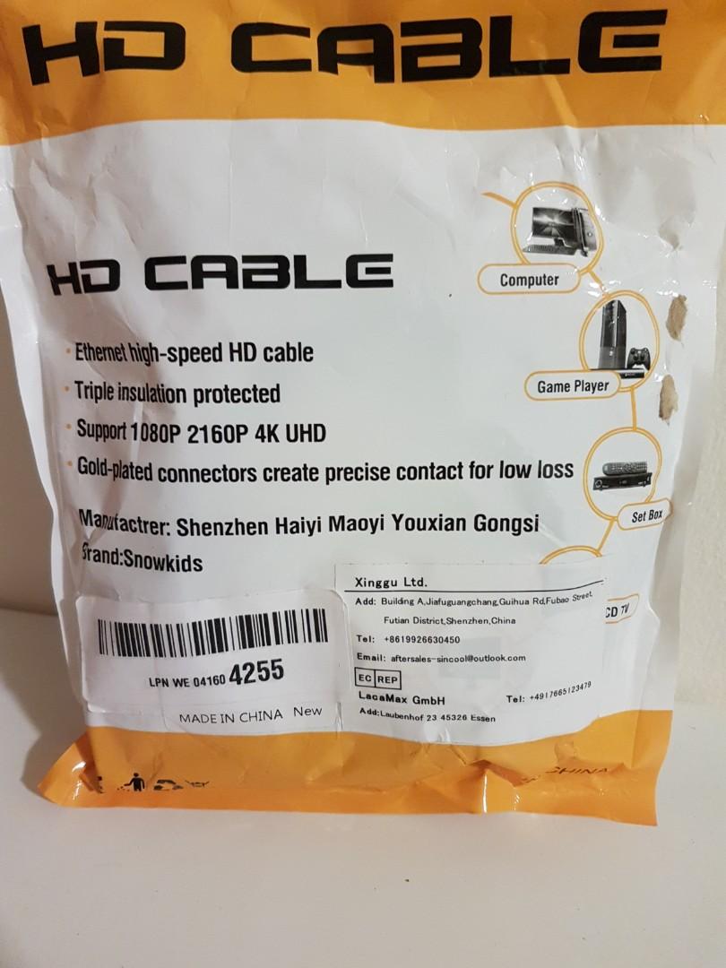 HD & HDMI cable (Category: Cables & Adaptors) located in Singapore. Submitted by crafthut (Listing ID 1136830376, Image 2). Description: selling HD cable at $5, display port hdmi cable at $10. self collection at kaki bukit.
