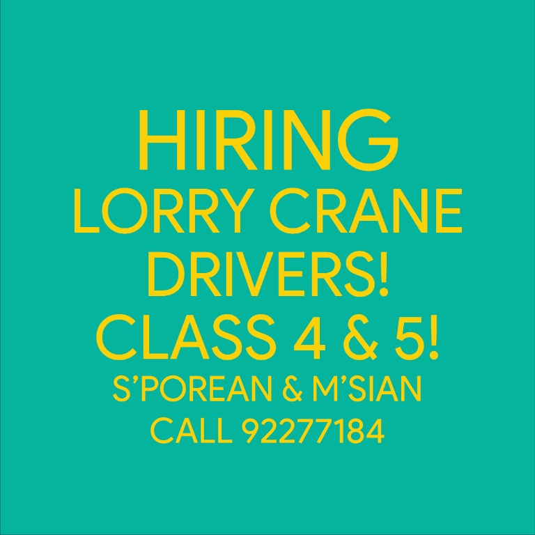 Hiring Lorry Crane Drivers!, Jobs, Transport & Delivery on Carousell