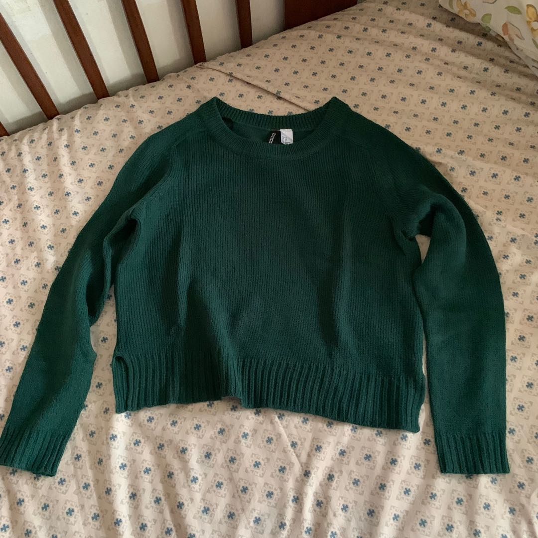 Hu0026M forest green knit sweater, Women's Fashion, Tops, Longsleeves on  Carousell