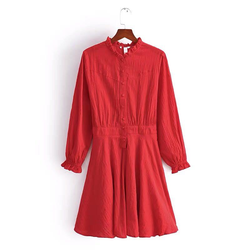 h&m red long sleeve dress Women's Red Long Sleeve Dresses