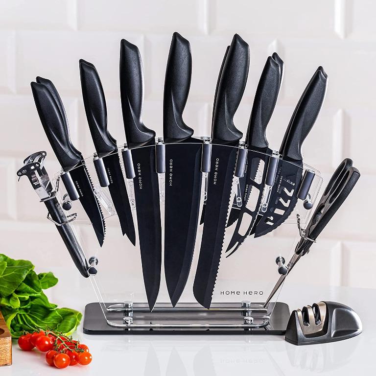 Home Hero 17 pcs Kitchen Knife Set - 13 Stainless Steel Knives, Scissors,  Pee