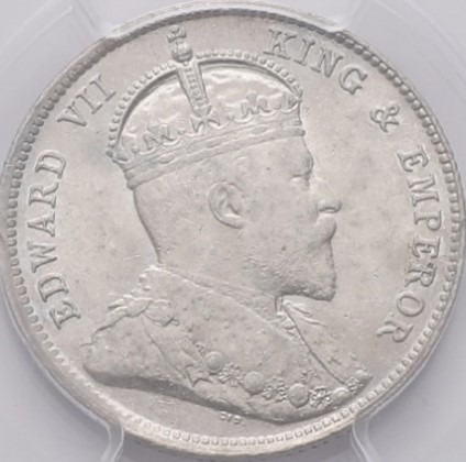 1904年 エドワード7世 香港一毫（10 Cents）銀貨 PCGS認証 1904年 エドワード7世 香港一毫（10 Cents）銀貨 PCGS認証