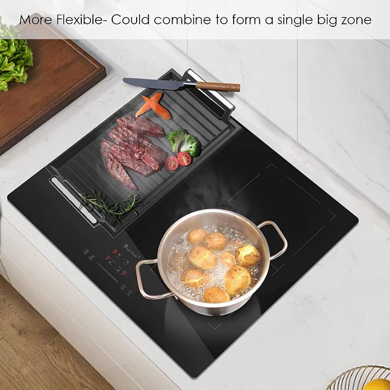 Induction Hob Flexi Zones, Electric Cooktop 60cm Builtin Hob with 4