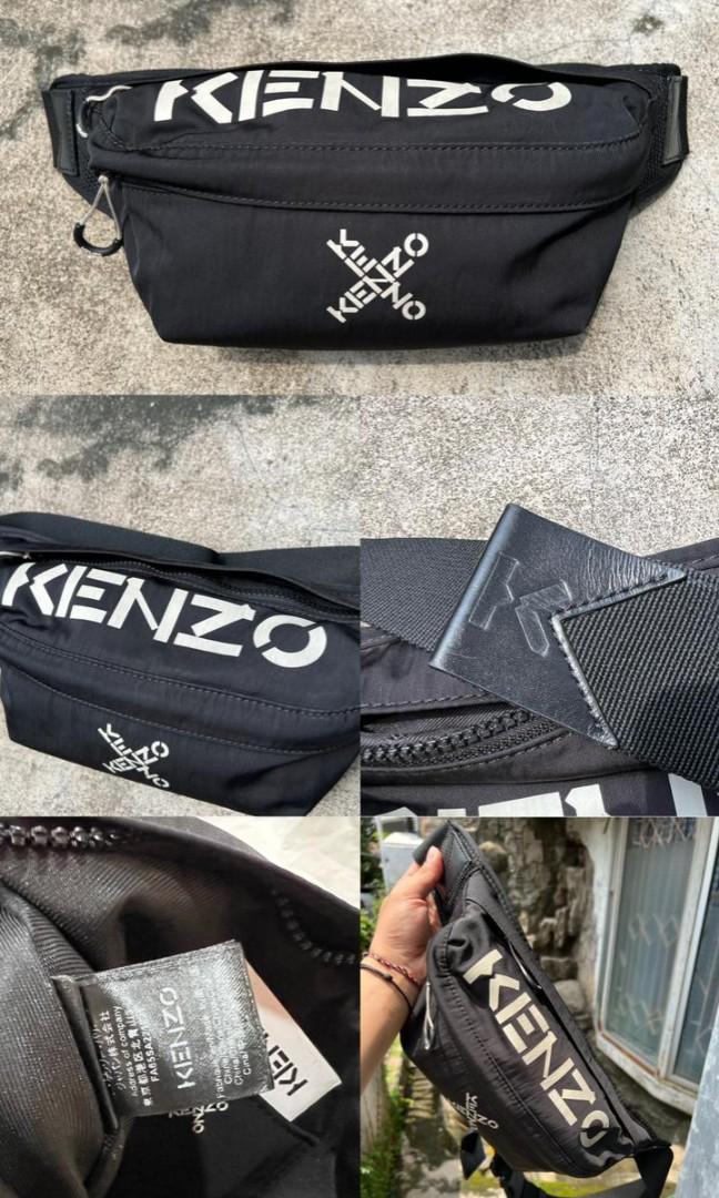 Kenzo Belt Bag Logo Cross Black Logo White Original Ori Waist Bumbag