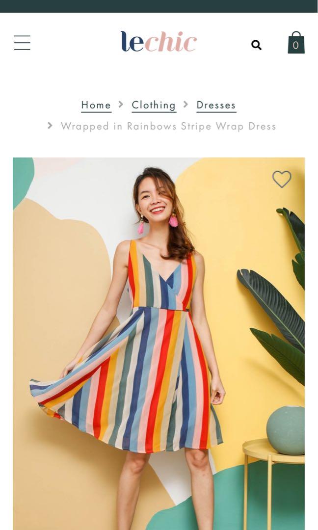 Rainbow foil stripe new arrivals wrap dress