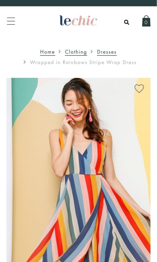Rainbow foil stripe wrap dress hotsell