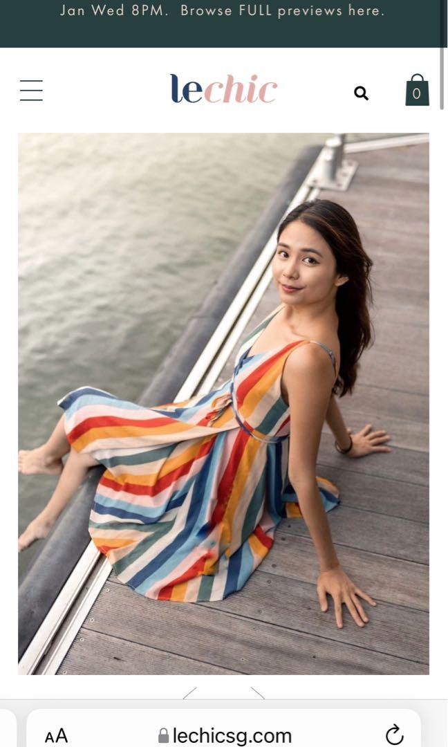 Le Chic Wrapped In Rainbows Stripe Wrap Dress