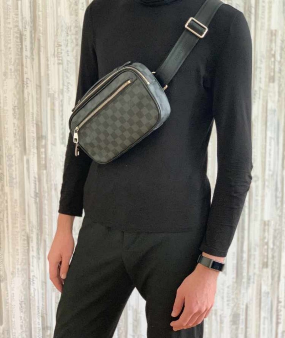 Louis Vuitton Damier Graphite Ambler Belt Bag Fanny Pack Wait