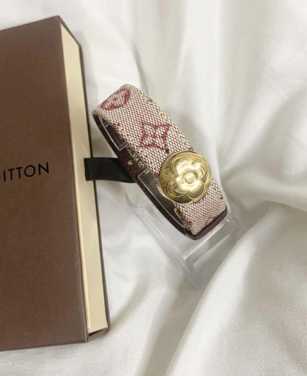 Louis Vuitton Gray Monogram Mini Lin Good Luck Bracelet Golden