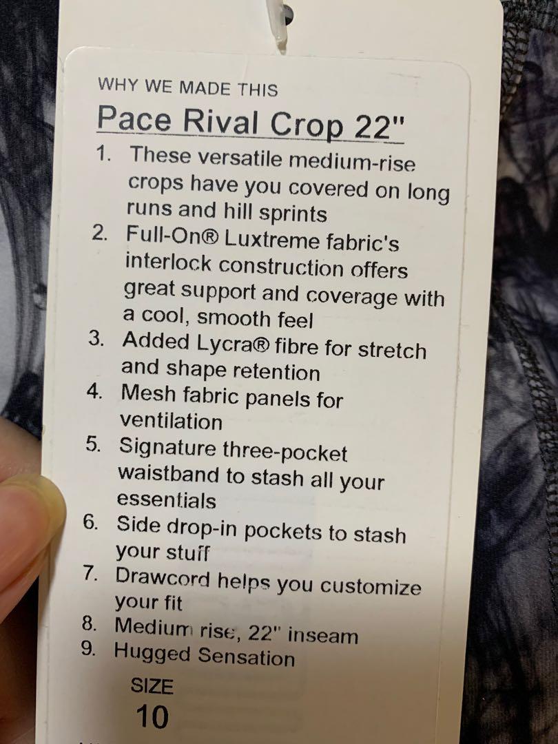 Lululemon Pace Rival Crop 22” Size 2 - $39 - From beautiful