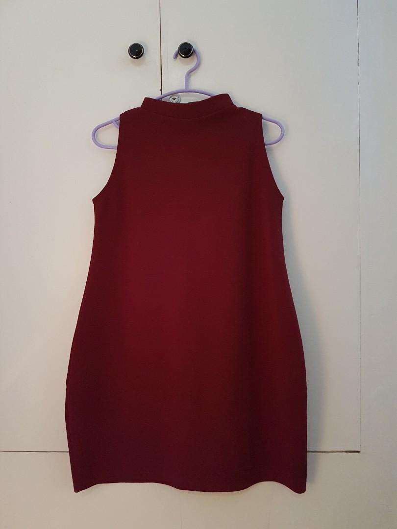 Maroon Loose Dress, Women's Fashion 