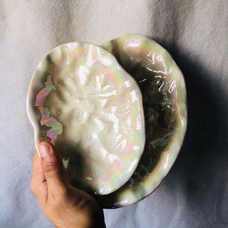 Mesmerizing Pair of Pearlized Trinket Dish/Plate