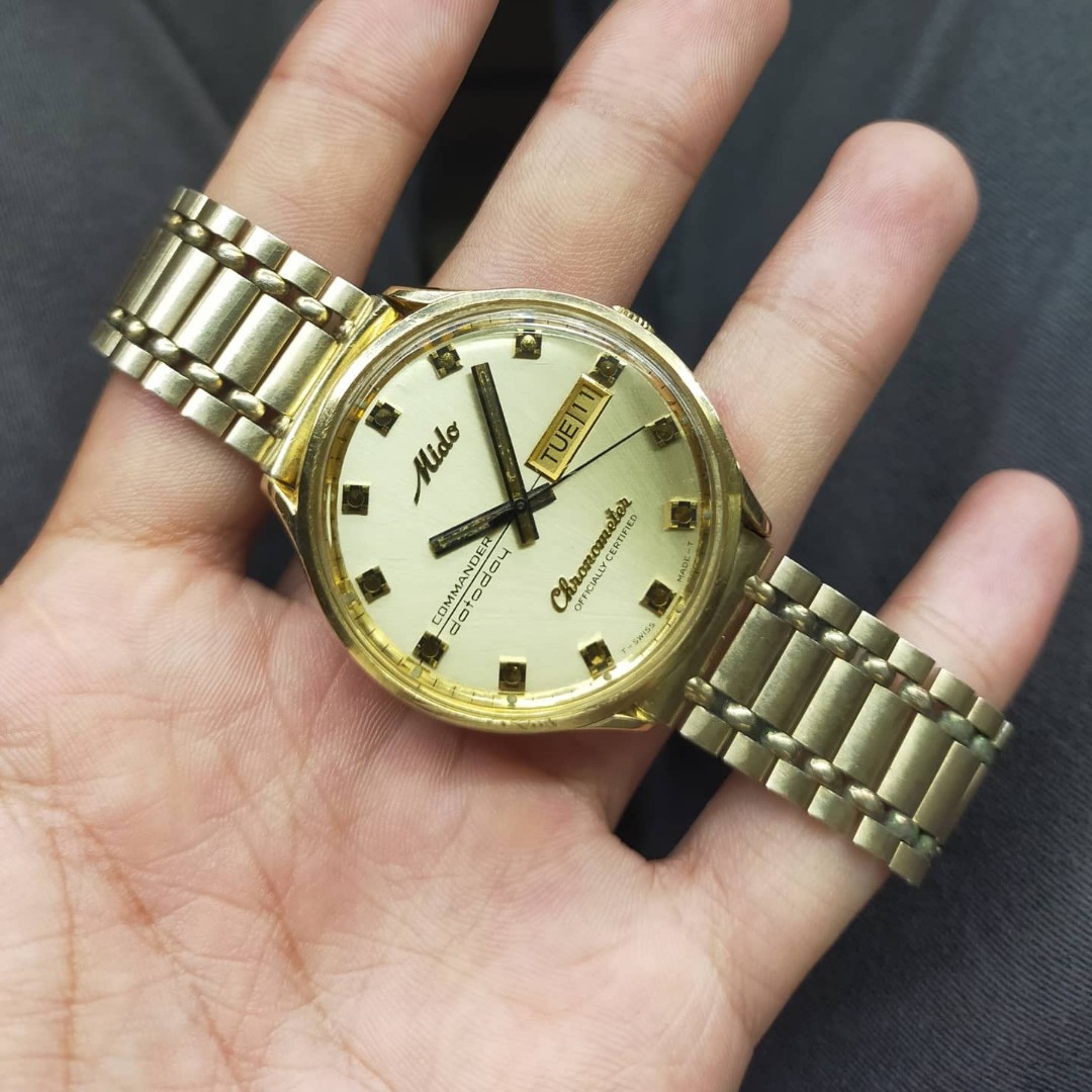 Mido Commander DateDay Chronometer Officially Certified Gold